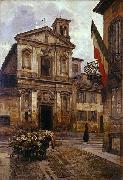 Arturo Ferrari Church of Santo Stefano in Borgogna in Milan France oil painting artist